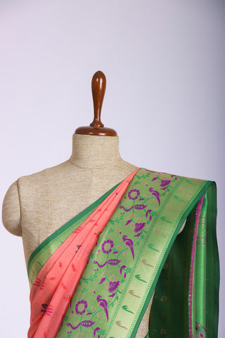 Paithani silk weaving saree with flower print