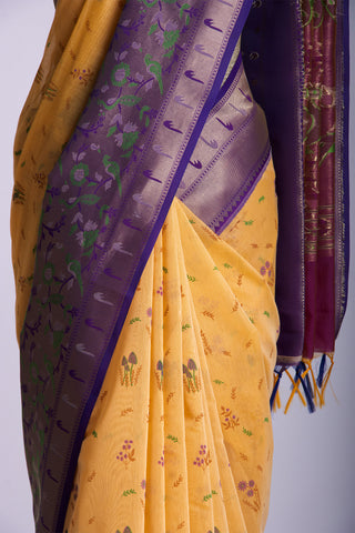 Paithani silk weaving saree with flower print