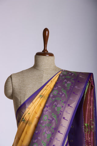 Paithani silk weaving saree with flower print