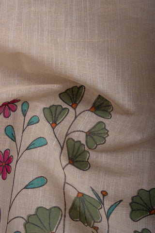 Uppada Cotton Printed Sarees With Soft Amber.