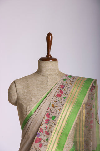 Uppada Cotton Printed Sarees With Soft Amber.