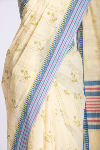 Venkatagiri Cotton Saree In Floral Print With Texture