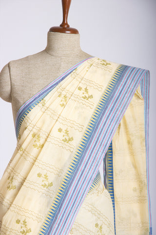 Venkatagiri Cotton Saree In Floral Print With Texture