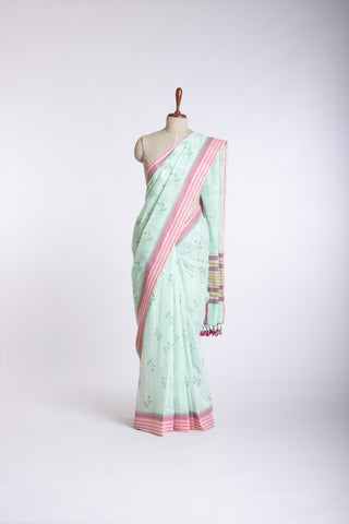 Venkatagiri Cotton Saree In Floral Print With Texture