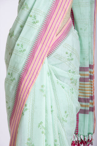 Venkatagiri Cotton Saree In Floral Print With Texture