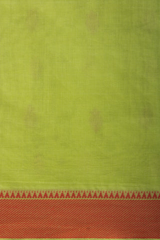 Venkatagiri Cotton Saree In Grey Olive green With Motif Print