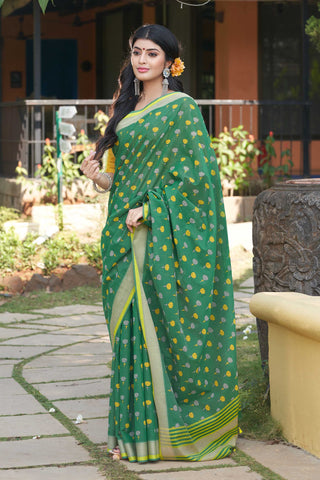 Venkatagiri Cotton Printed Sarees With Beautiful Flower Prints.