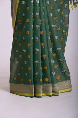 Venkatagiri Cotton Printed Sarees With Beautiful Flower Prints.