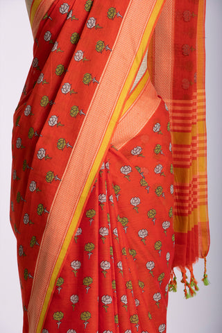 Venkatagiri Cotton Printed Sarees With Beautiful Flower Prints.