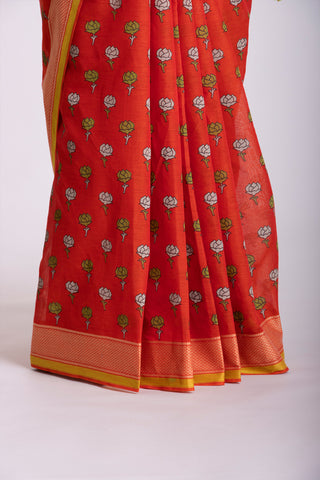 Venkatagiri Cotton Printed Sarees With Beautiful Flower Prints.