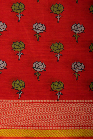 Venkatagiri Cotton Printed Sarees With Beautiful Flower Prints.