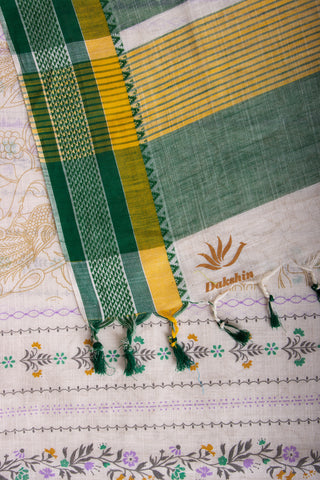 Venkatagiri Cotton Saree In Floral Print With Texture.