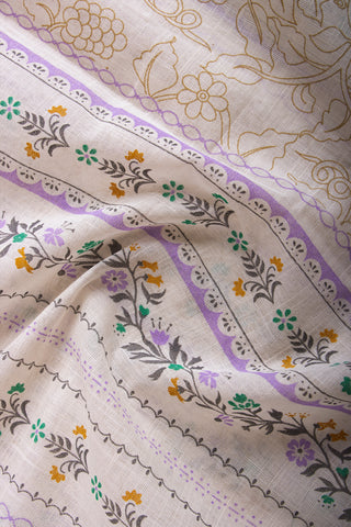 Venkatagiri Cotton Saree In Floral Print With Texture.