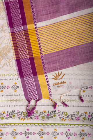 Venkatagiri Cotton Saree In Floral Print With Texture.