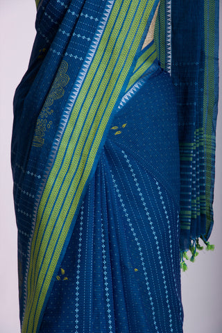 Venkatagiri cotton saree in peacock print with texture