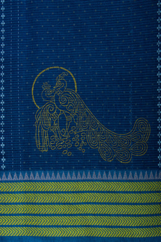 Venkatagiri cotton saree in peacock print with texture