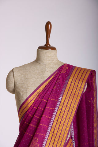 Venkatagiri cotton saree in peacock print with texture