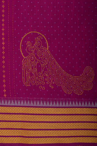 Venkatagiri cotton saree in peacock print with texture