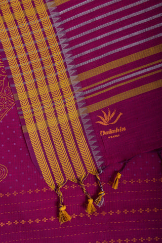 Venkatagiri cotton saree in peacock print with texture