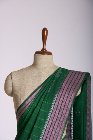 Venkatagiri cotton saree in peacock print with texture