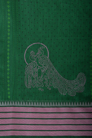 Venkatagiri cotton saree in peacock print with texture