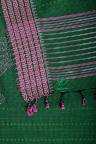 Venkatagiri cotton saree in peacock print with texture