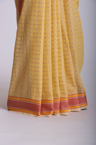 Alikam khadi cotton saree with chacks with hand Embroidery work