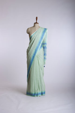 Alikam khadi cotton saree with chacks with hand Embroidery work