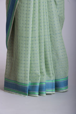 Alikam khadi cotton saree with chacks with hand Embroidery work