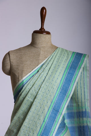 Alikam khadi cotton saree with chacks with hand Embroidery work