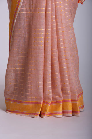 Alikam khadi cotton saree with chacks with hand Embroidery work