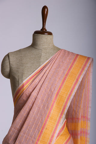 Alikam khadi cotton saree with chacks with hand Embroidery work