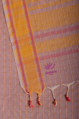 Alikam khadi cotton saree with chacks with hand Embroidery work