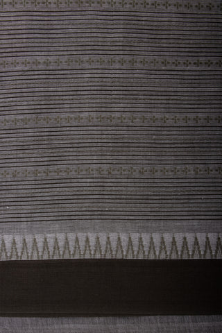 Alikam khadi cotton saree with Stripes and with Temple Border