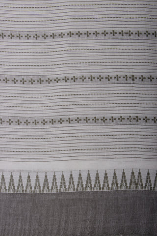 Alikam khadi cotton saree with Stripes and with Temple Border