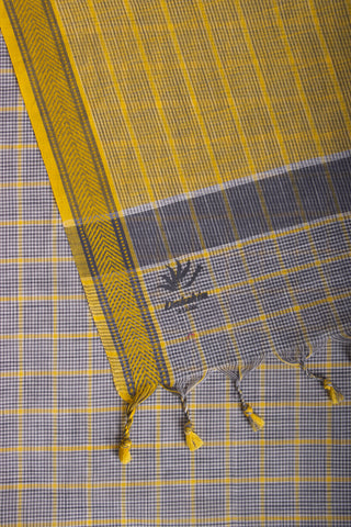 Alikam Khadi Cotton Saree With Small Checks