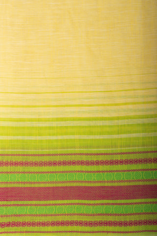 Chettinadu Cotton Saree In Yellow With Soft Amber.