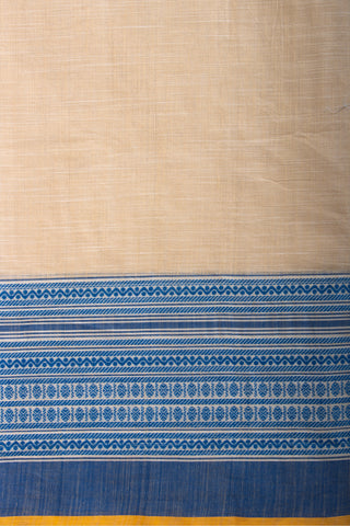 Chettinadu cotton saree in Cyan Blue with Soft Amber.