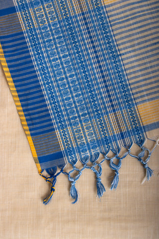 Chettinadu cotton saree in Cyan Blue with Soft Amber.