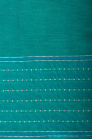 Chettinadu Cotton Saree In Sea Green With Soft Amber.