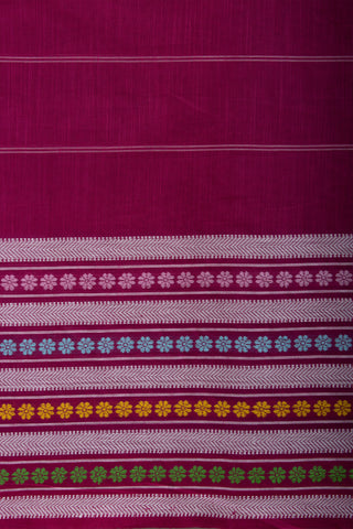 Chettinadu Cotton Saree In Magenta With Soft Amber.