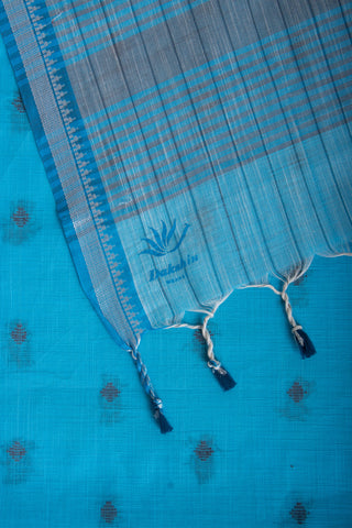 Chettinadu Cotton Saree In Sky Blue With Buta.