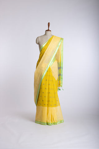 Chettinadu Cotton Saree In Sky Blue With Buta.