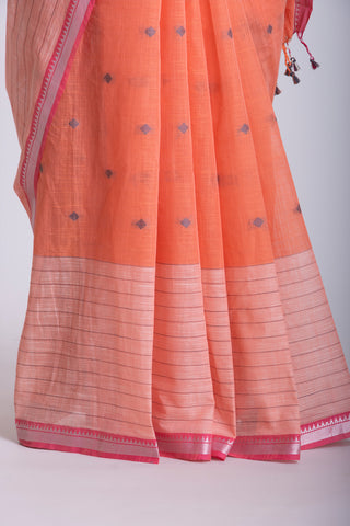 Chettinadu Cotton Saree In Sky Blue With Buta.