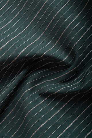 Chettinadu Cotton Saree In Pine Green With Stripes.