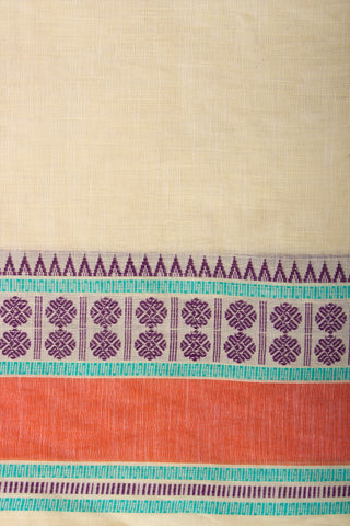 Chettinadu Cotton Saree In Cream With Rudraksha Border.