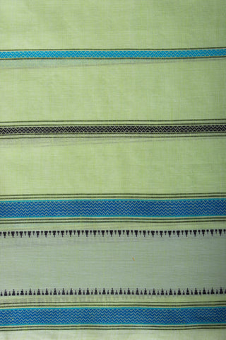 Chettinadu Cotton Saree In Yellow With Stripes.