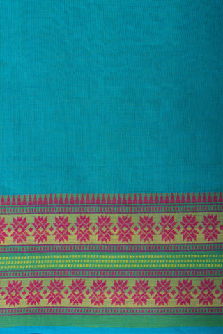 Chettinadu Cotton Saree In Ruby With Contrast Thread Border.