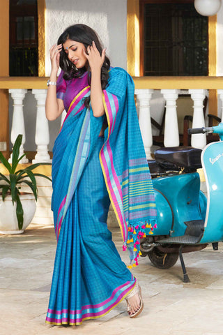 Embose Cotton Saree With Allover Buta