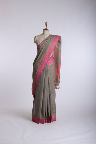 Embose Cotton Saree With Allover Buta Weaving